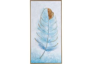 Quadro Olio Su Tela Piuma 60X120 Cornice Oro QUADRO5