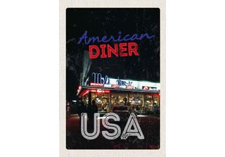 Vianmo Insegna In Legno 30X20 Cm Usa Diner Restaurant Lunch Dinner