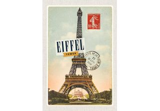 Vianmo Insegna In Legno 18X12 Cm Eifell Tower 13 Mars 1914 10C Postes