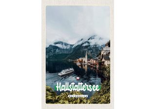 Vianmo Insegna In Legno 18X12 Cm HallstäTtersee Berge Schiff Boot Berg