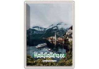Vianmo Insegna Di Latta 40X30 Cm Hallstattersee Berge Schiff Boot Berg