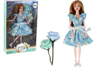Lalka Dla Dzieci Emily Wiosenna DłUgie WłOsy Niebieska Sukienka Kwiat