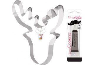 Stampo Per Dolci Stampino In Acciaio Inox Xxl Renna Natalizia + Penna Nera Per …