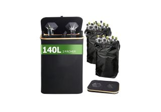 140 Lblack Double Cave Waste Bin Iter , Bring 2 Inner Pockets，Waste Collector，L…