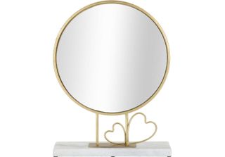 Mauro Ferretti Specchio Da Tavolo Cuore 30X9X39,5 Cm Marmo Oro