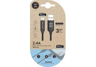 Cavo Usb 2.0 Tech One Tech TEC2002/ Usb Maschio - Lightning Maschio/ 1M/Nero