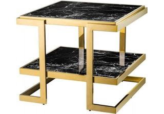 Casa Padrino Tavolino Di Design Art DéCo Oro Con Finto Marmo Nero - Luxury Coll…
