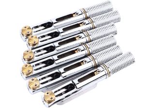6 St��Ck Headless Gitarrenbr��Cke Metall Silber Headless Fixed Fanned Bridge F�…