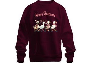 Merry Ducksmas Ducks Lovers Ducks - Maglia Natalizia Unisex, Borgogna, M