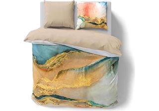 Faro Lenzuola Di Raso 220X200 Minerals 009 Minerals Rainbow Golden Blue Beige D…