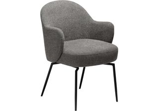 Sedia Da Pranzo Bae Dan Con Braccioli, Base Girevole In Bouclé Marrone Chiaro.