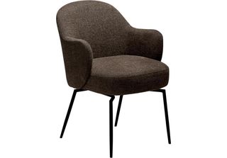 Sedia Da Pranzo Bae Dan Con Braccioli, Base Girevole In Bouclé Marrone.