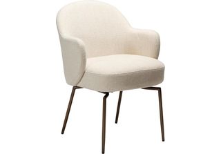 Sedia Da Pranzo Bae Dan Con Braccioli, Base Girevole Bouclé Beige.