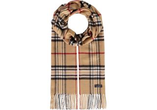 Fraas Sciarpa Cashmink® Scarf With Fraas Plaid Camel Beige Multicolore