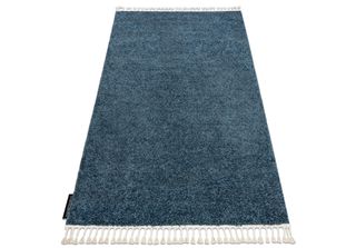Tappeto Berber 9000 Blu Frange Berbero Marocchino Shaggy Azzurro 160X220 Cm