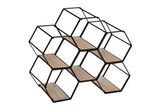 Flaschenhalter - 6 Flaschen "Arty"" - Metall Und Holz - Schwarz - 26X29 -5 Cm -…