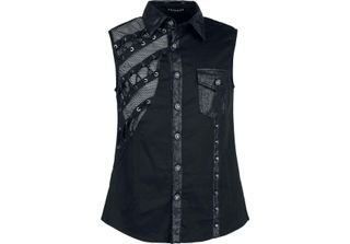Camicia Punk Rave A Maniche Corte Uomo Punk Asimmetrico Senza Maniche Nero Xxl