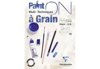 Clairefontaine 4X Painton à Grain/Grained, Blocco A4, 20 Fogli Bianco 975049C