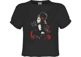 Amplified - Maglietta Corta "Poses With Roses"" Da Donna GD4107 (L) (Charcoal)"