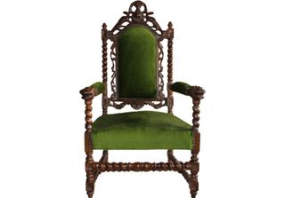 Casa Padrino Poltrona Trono Barocco Verde / Mogano - Mobili Barocchi Poltrona T…