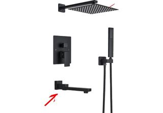 Set Di Accessori Doccia Neri, Doccia A Pioggia, Superficie Nera Opaca, Nero Opa…