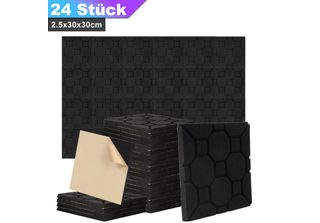 Hengda 24X Schiuma Acustica Autoadesiva Nera Assorbente Quadrata, 30X30X2,5Cm
