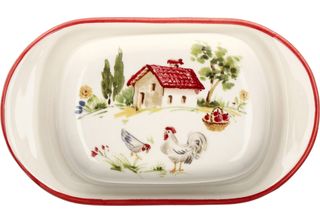 Mambocat Fattoria Portaburro Con Coperchio In Ceramica Con Decoro Casalingo