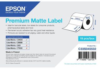 Premium Matte Label - Die-Cut Roll: 102Mm X 76Mm, 440 Labels