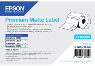 Premium Matte Label - Die-Cut Roll: 102Mm X 152Mm, 225 Labels