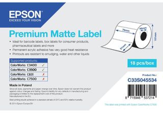 Premium Matte Label - Die-Cut Roll: 76Mm X 51Mm, 650 Labels