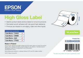 High Gloss Label - Die-Cut Roll: 102Mm X 51Mm, 610 Labels