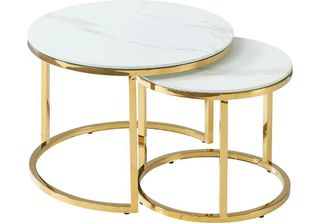 Set Di Tavolini Marios 2 - Marmo Bianco / Oro