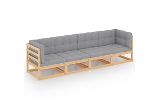 Vidaxl 4-Sitzer-Gartensofa Mit Kissen Kiefer Massivholz