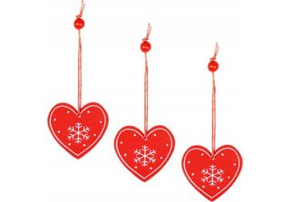 Springos 3 Pezzi, Decorazione Natalizia, Rosso, Etichetta Regalo (Cuore)
