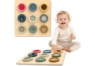 Tavola Sensoriale Montessoriana In Legno - 9 Diverse Texture Da Sentire E Scopr…