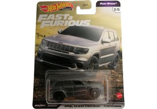 Mattel GRL74 3/5 Hot Wheels Premium Jeep Grand Cherokee Trackhawk Grau Fast And…