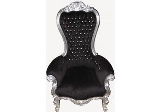 Casa Padrino Poltrona Trono Barocco Majestic Medium Nero/Argento Con Pietre Gli…