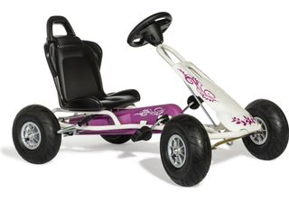 Ferbedo Go Kart Air Runner Go-Kart Bianco/Rosa Con Volante Sonoro Pneumatici