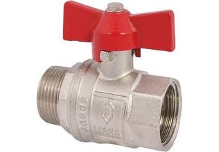 Js Kugelhahn,Voller Durchg.,Dn15 Agxig1/2",58Mm,Flueg-Gr.Rot,Vern."