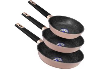 Set Di Padelle 18-22-26 Cm In Alluminio Fuso Di Alta Qualità Con 5 Strati E Riv…