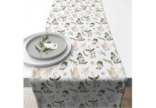 Runner Natalizio 40 X 150 Cm Forest Gnomes White Folletti Della Foresta Elfo Al…