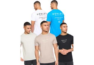 Henleys - Maglietta "Henstack"" Da Uomo (Confezione Da 5) BG2086 (L) (A Colori)"