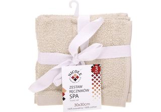 Set Di Asciugamani Da Spa 30X30Cm Cappuccino - Morbido E Assorbente 3 Pezzi.