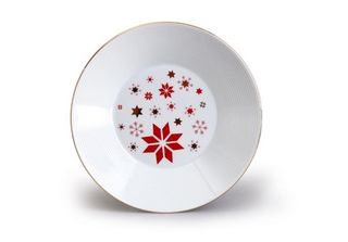 Piatto Thun 1794, Profondo, 22, Lea, Fiocchi Rossi Natalizi, Oro, Thun