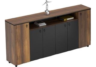 Credenza Armadio Cassettiera Armadio Ad Ante Battenti Studio Marrone Nero