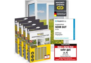 Easymaxx Insect Protect Set Di 4 Zanzariere Magnetiche - Fino A Max. 150X180 Cm
