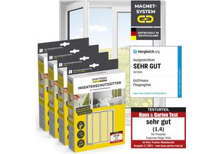 Set Di 4 Zanzariere Magnetiche Easymaxx Insect Protect, Fino A Max. 110X130Cm