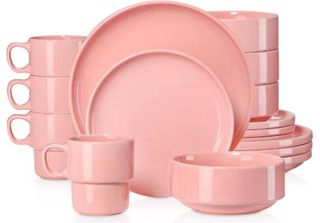 Servizio Di Piatti Marlito – 32 Pezzi – 8 Persone – Rosa Confetto – Piatti Pian…