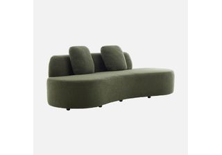 Sweeek - Divano Organico, 3 Posti Con Rivestimento Bouclé - Kaki