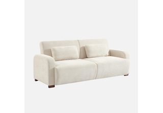 Sweeek - Divano Letto A 3 Posti Con Rivestimento In Tessuto - Bianco Antico